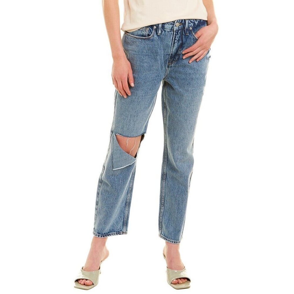 Good American Good duster Crop jeans‎ size 6/28 Blue Distressed NEW